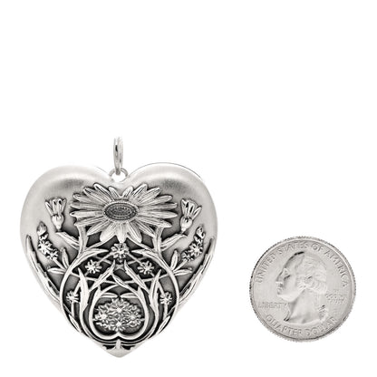 Tiffany Sterling Silver Large Ziegfeld Daisy Heart Locket Pendant 2 of 6
