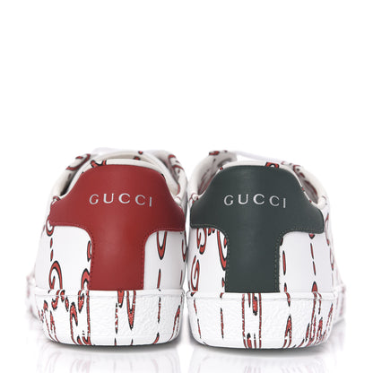 Gucci Calfskin GucciGhost Print Womens Ace Sneakers 39.5 White Hibiscus Red 9 of 10