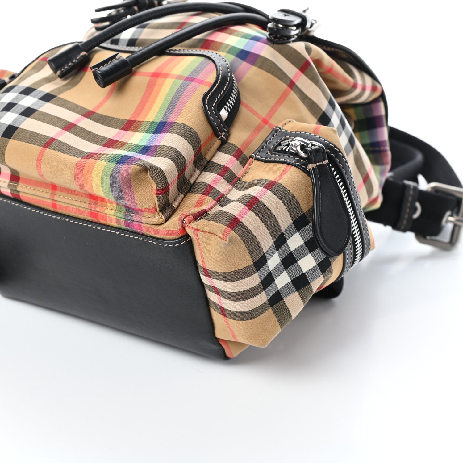 Burberry Vintage Rainbow Check Small Rucksack Backpack Antique