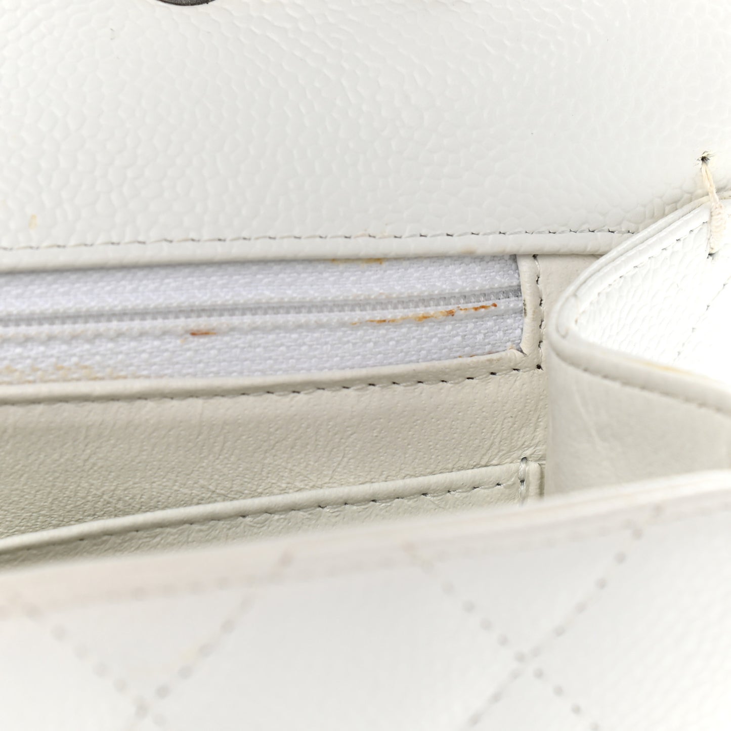 Caviar Quilted Jumbo Double Flap White