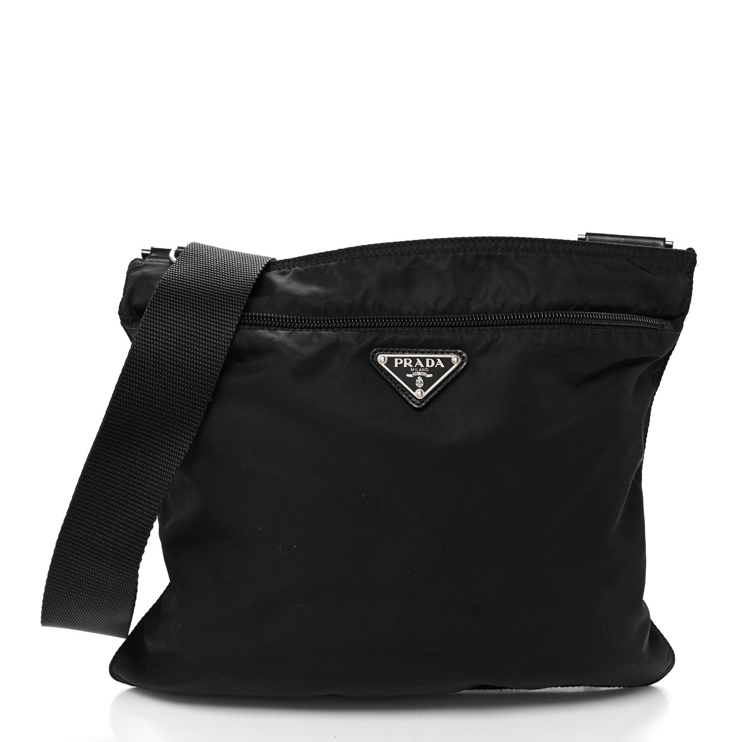 Prada Nylon Vela Flat Messenger Bag Black 1 of 9