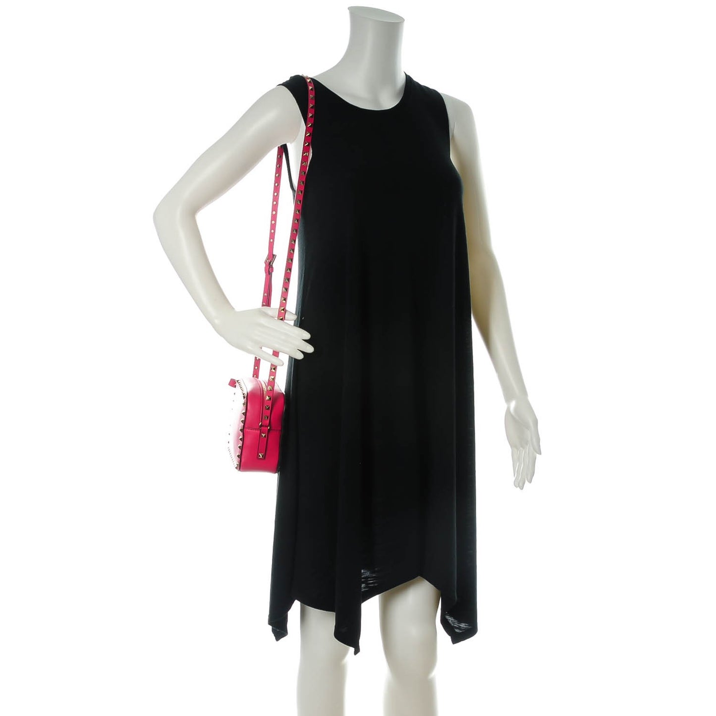 Calfskin Rockstud Camera Crossbody Bag Deep Fuxia