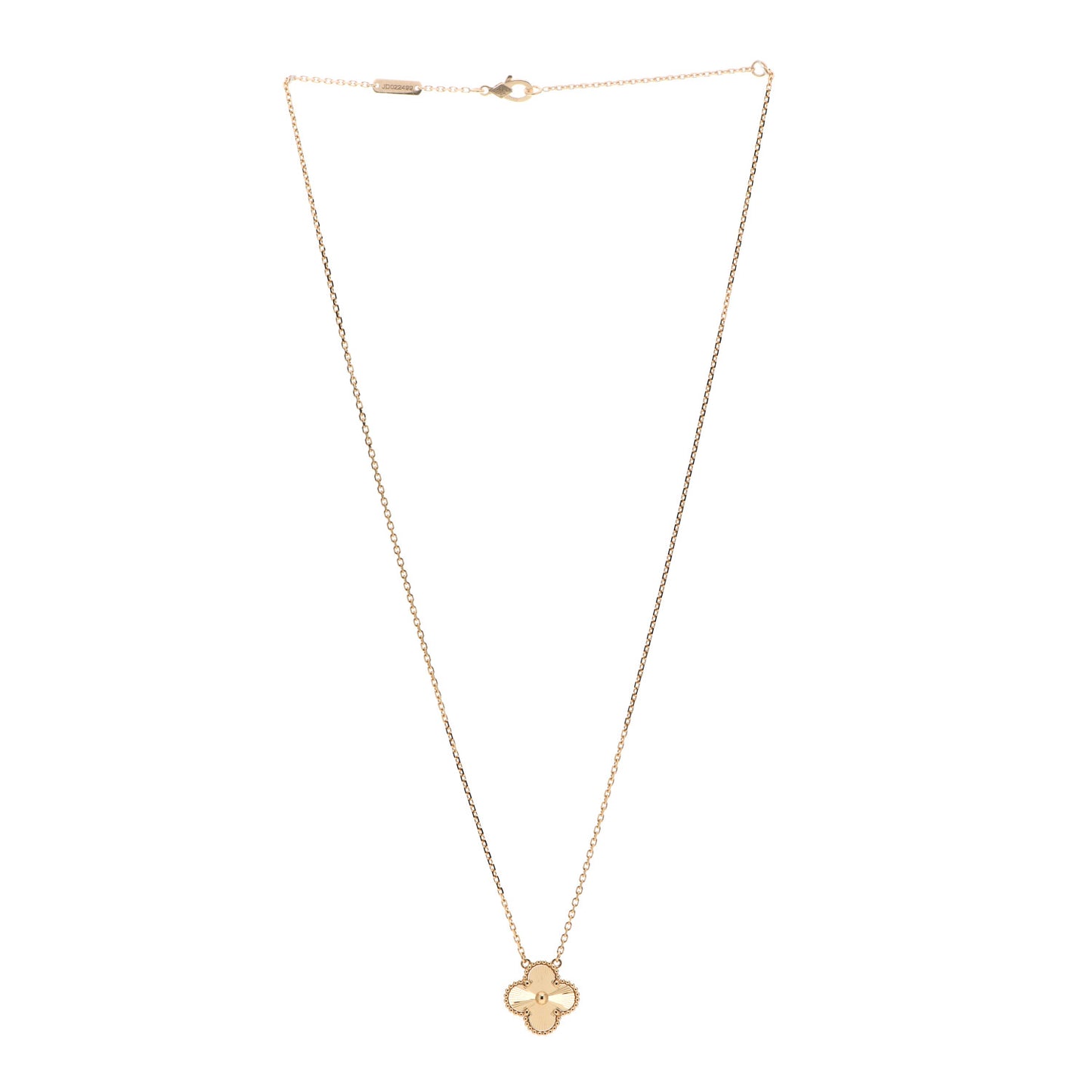 18K Yellow Gold Guilloche Vintage Alhambra Pendant Necklace