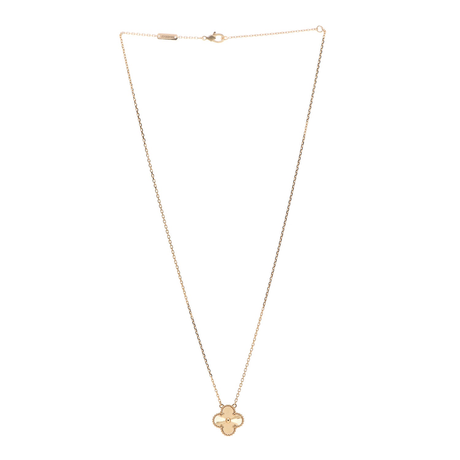 Van Cleef & Arpels 18K Yellow Gold Guilloche Vintage Alhambra Pendant Necklace 3 of 6