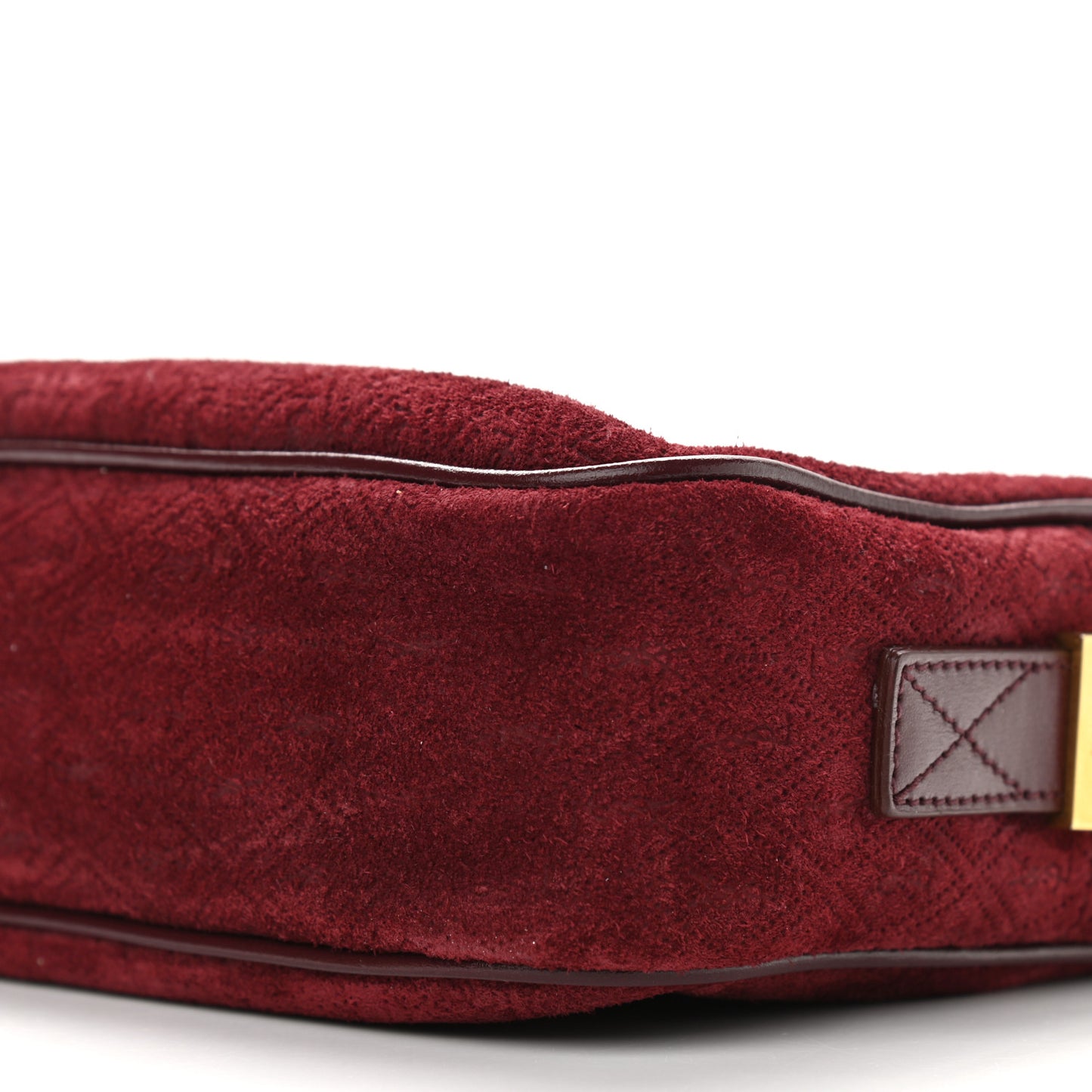 Suede Monogram All Over Camera Bag Burgundy