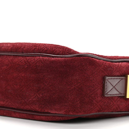 Saint Laurent Suede Monogram All Over Camera Bag Burgundy 9 of 10