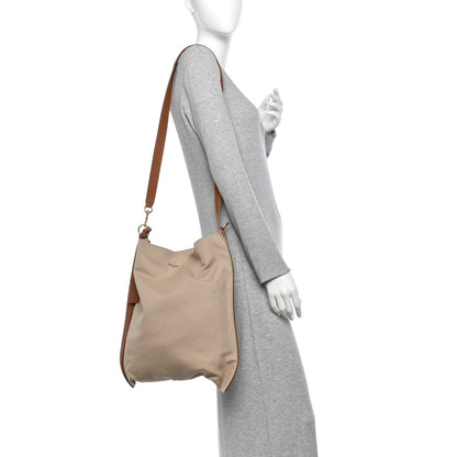 Saint Laurent Canvas Calfskin Flat Hobo Desert Dust Brick 2 of 10