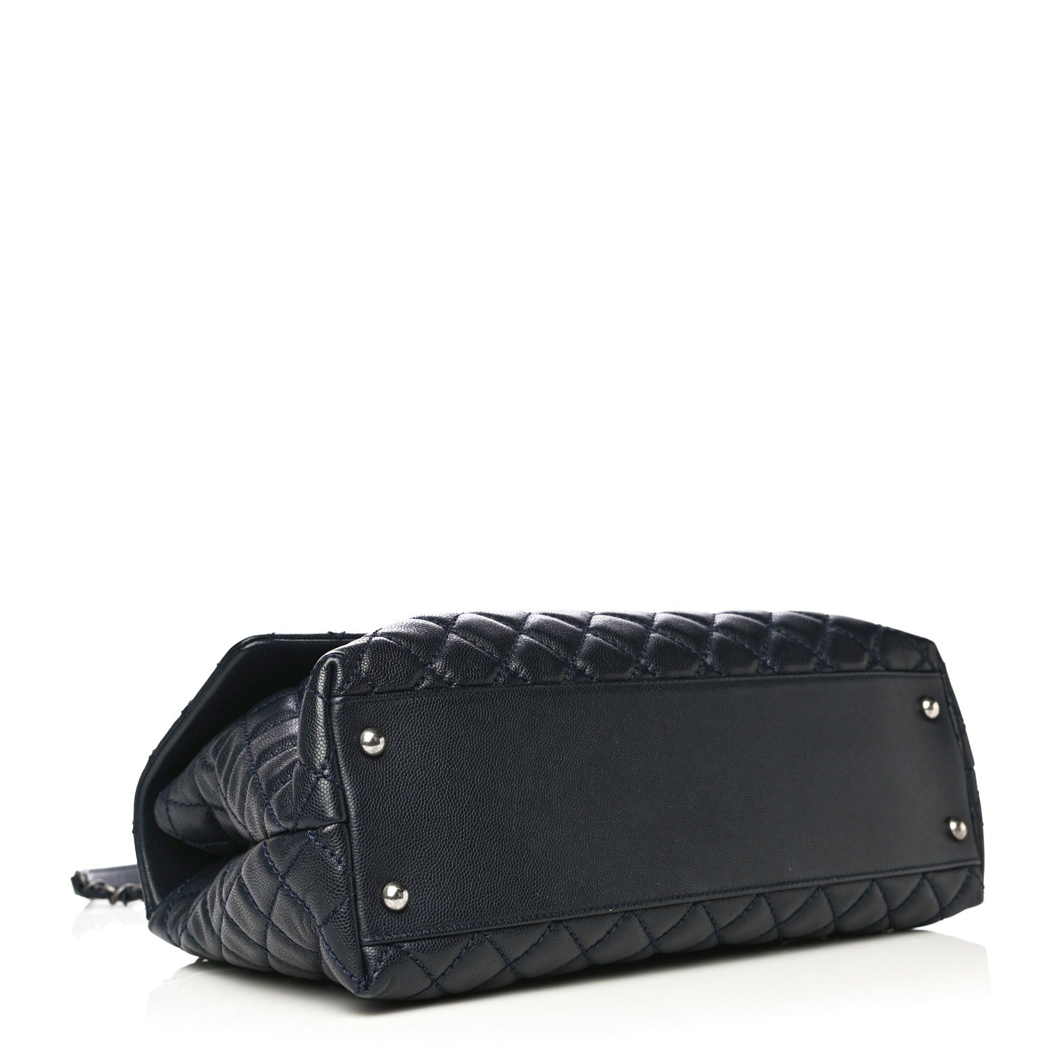 Chanel Caviar Quilted Medium Coco Handle Flap Navy Blue 4 of 14