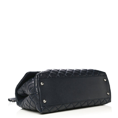 Chanel Caviar Quilted Medium Coco Handle Flap Navy Blue 4 of 14