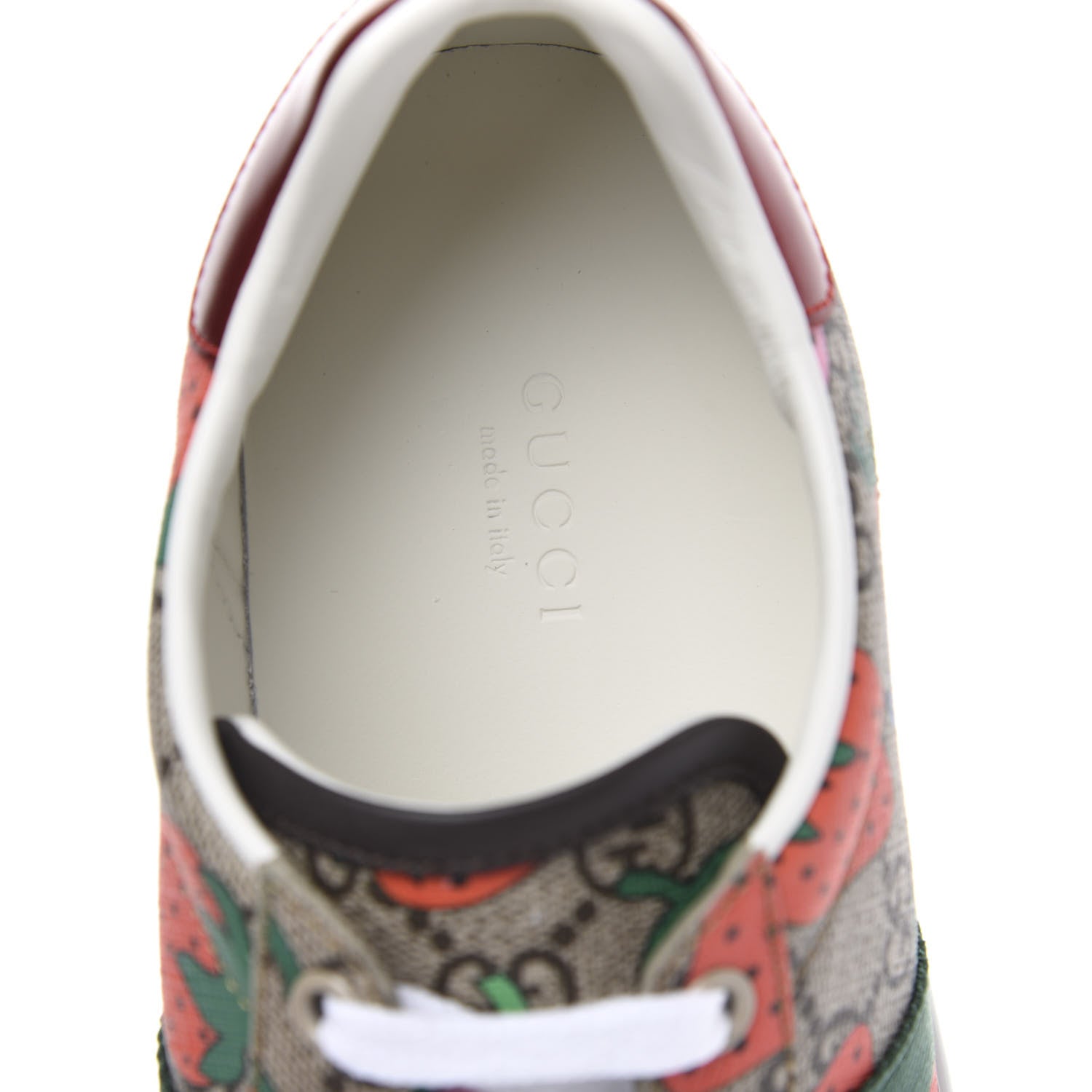 Gucci GG Supreme Monogram Strawberry Web Womens Ace Sneakers 39 Beige Multicolor Red Green 6 of 9