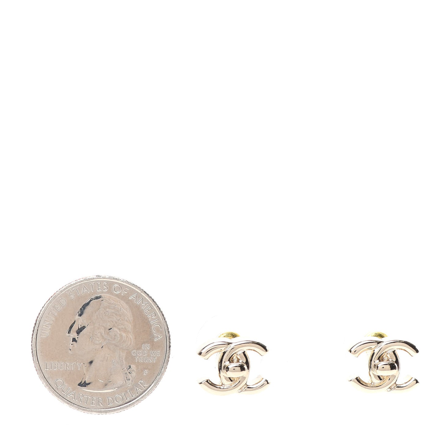 Metal CC Turnlock Earrings Gold