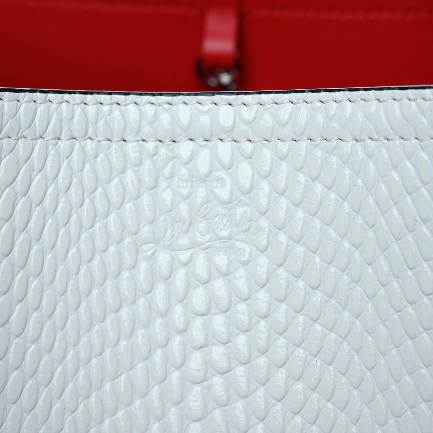 Calfskin Jurassic Embossed Spiked Cabarock Shopper Tote White
