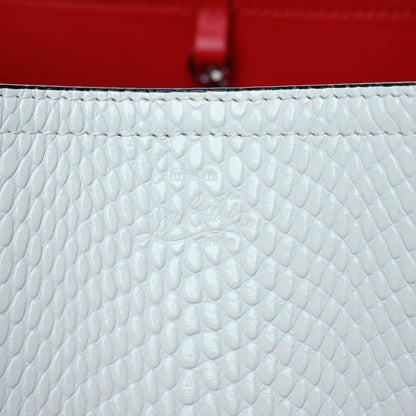 Christian Louboutin Calfskin Jurassic Embossed Spiked Cabarock Shopper Tote White 8 of 13