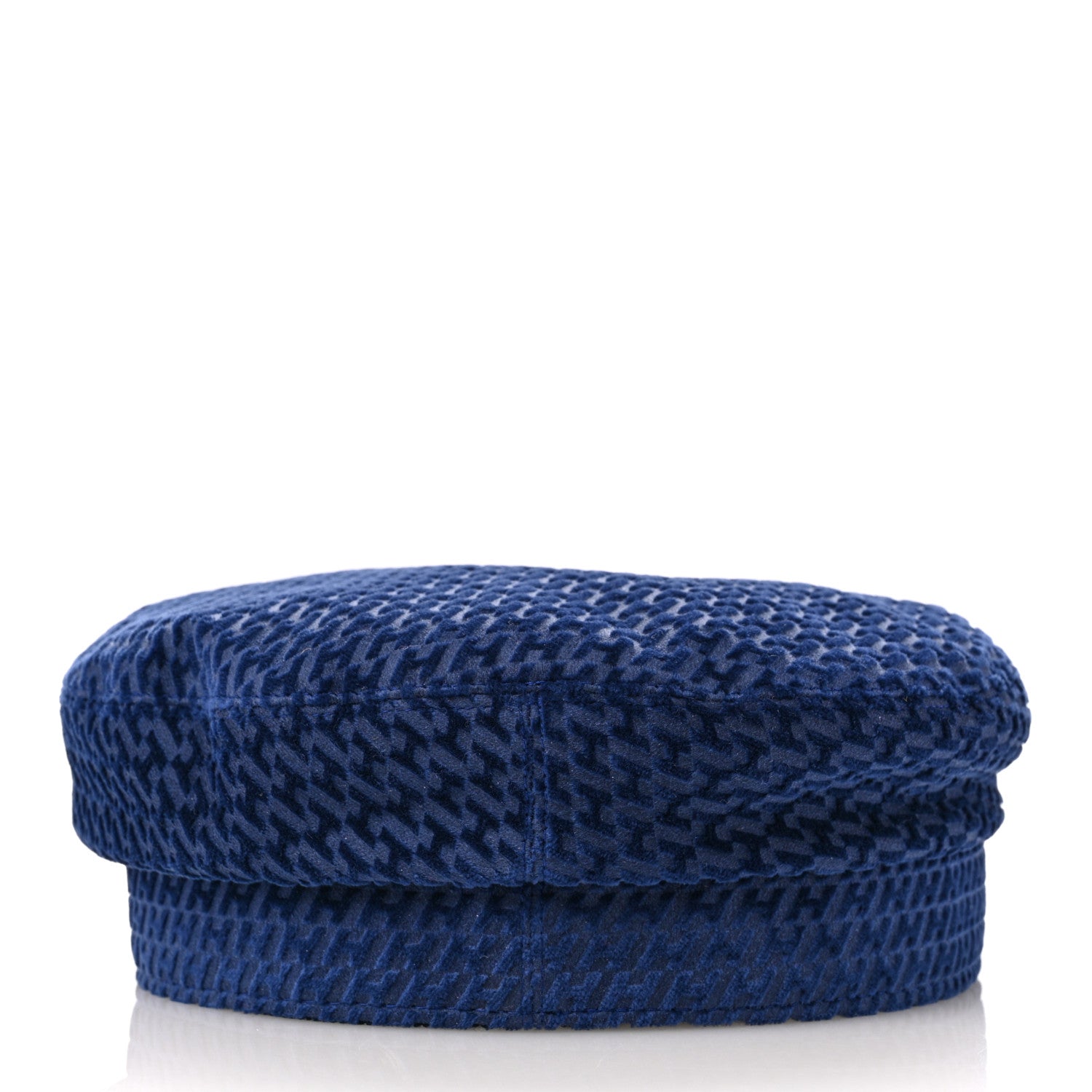 Hermes Velvet H en Biais Logo Embossed Vauban Cap 57 Bleu Fonce 6 of 9