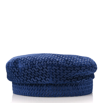 Hermes Velvet H en Biais Logo Embossed Vauban Cap 57 Bleu Fonce 6 of 9