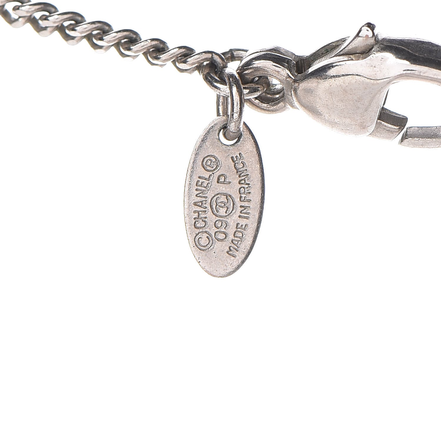 Chanel Crystal Timeless CC Necklace Silver 8 of 9