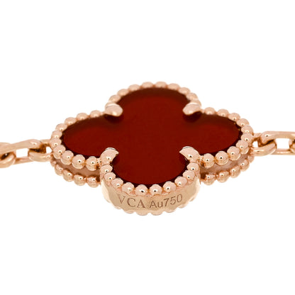 Van Cleef & Arpels 18K Rose Gold Carnelian 5 Motifs Guilloche Vintage Alhambra Bracelet 3 of 5