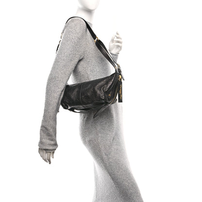 Christian Dior Crinkled Calfskin Macrocannage Medium D-Journey Bag Black 2 of 9