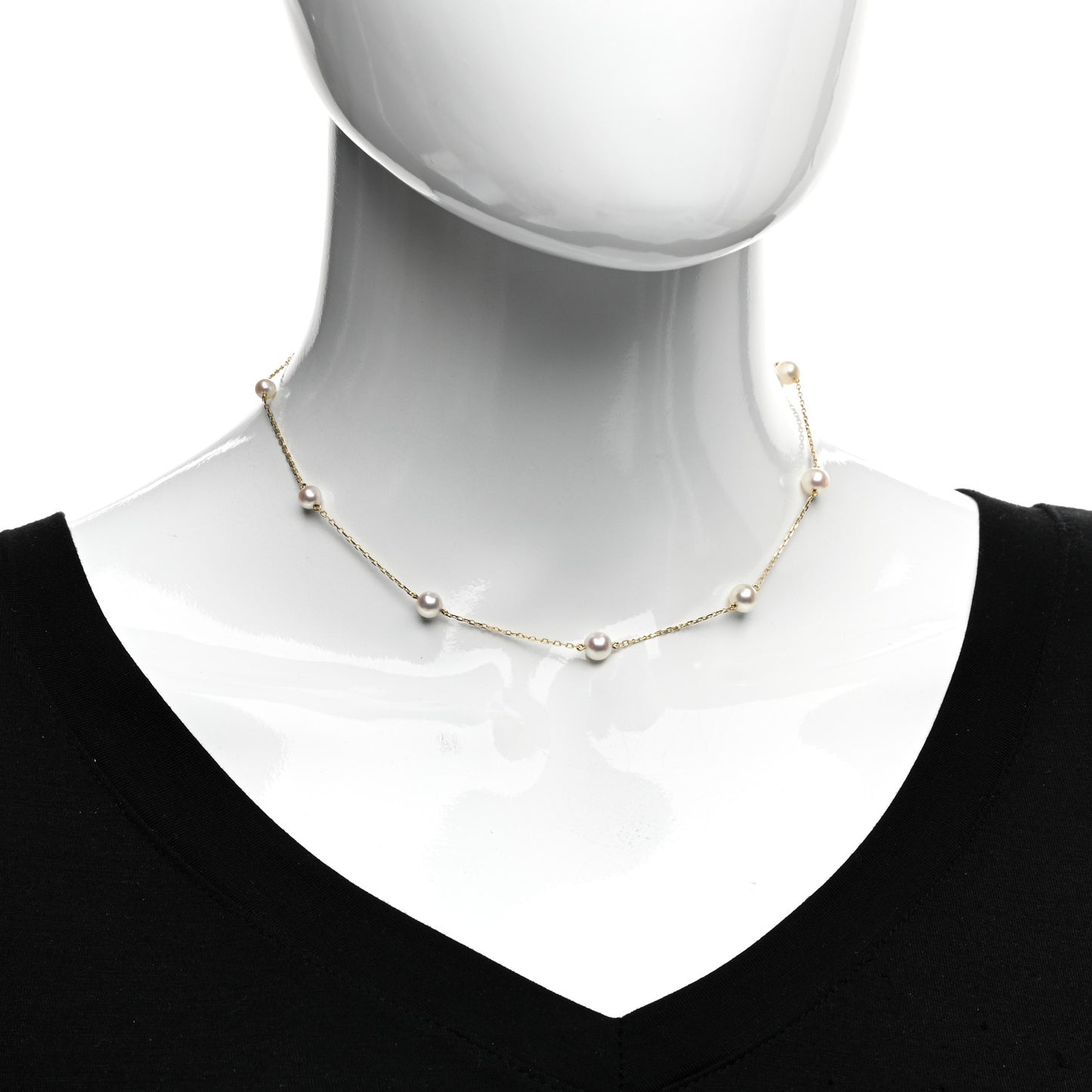 18K Yellow Gold Akoya Pearl 4.5-6mm Station Necklace