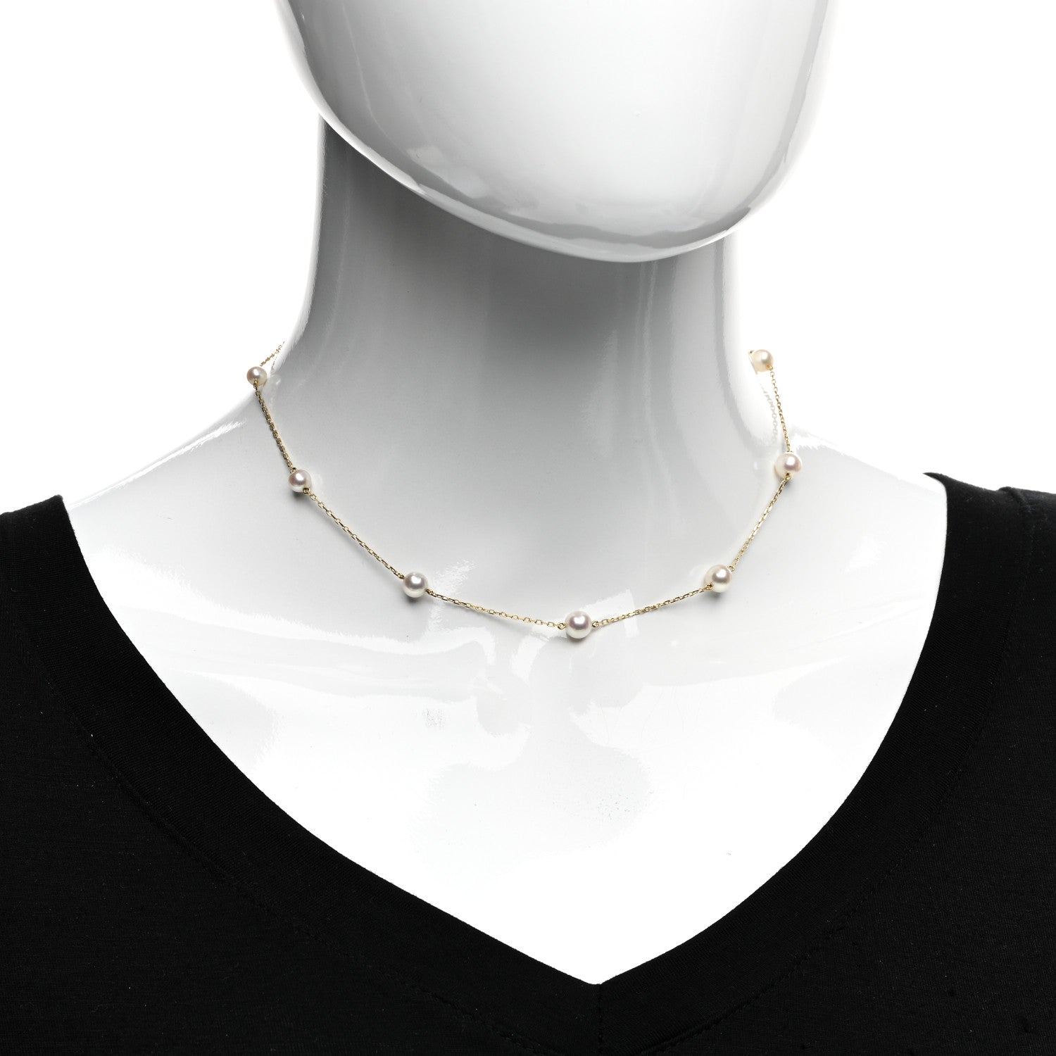 Mikimoto 18K Yellow Gold Akoya Pearl 4.5-6mm Station Necklace 2 of 4