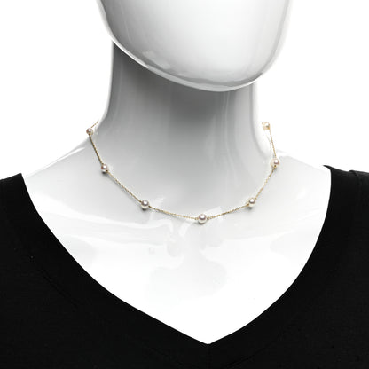 Mikimoto 18K Yellow Gold Akoya Pearl 4.5-6mm Station Necklace 2 of 4