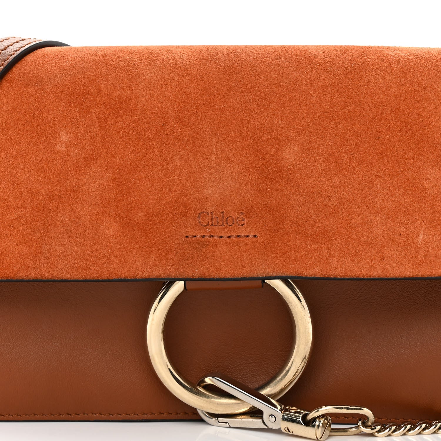 Chloe Suede Calfskin Small Faye Shoulder Bag Tobacco 8 of 12