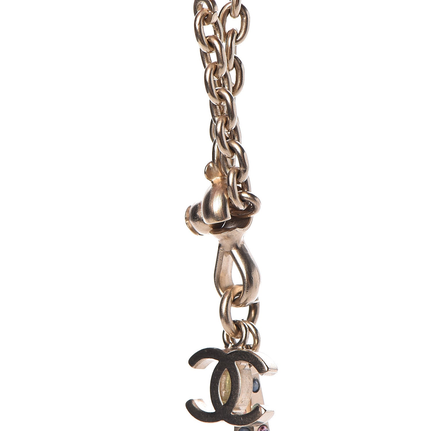 Chanel Crystal CC Eiffel Tower Bag Charm Gold 4 of 6