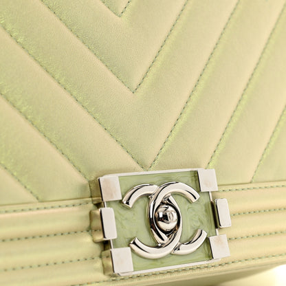Chanel Iridescent Lambskin Chevron Quilted Medium Boy Flap Green 13 of 13
