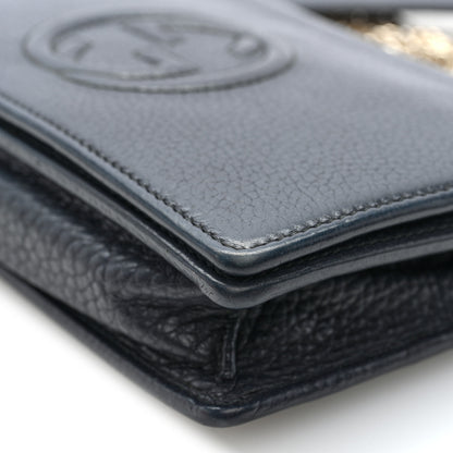Gucci Pebbled Calfskin Soho Wallet On Chain Black 6 of 9