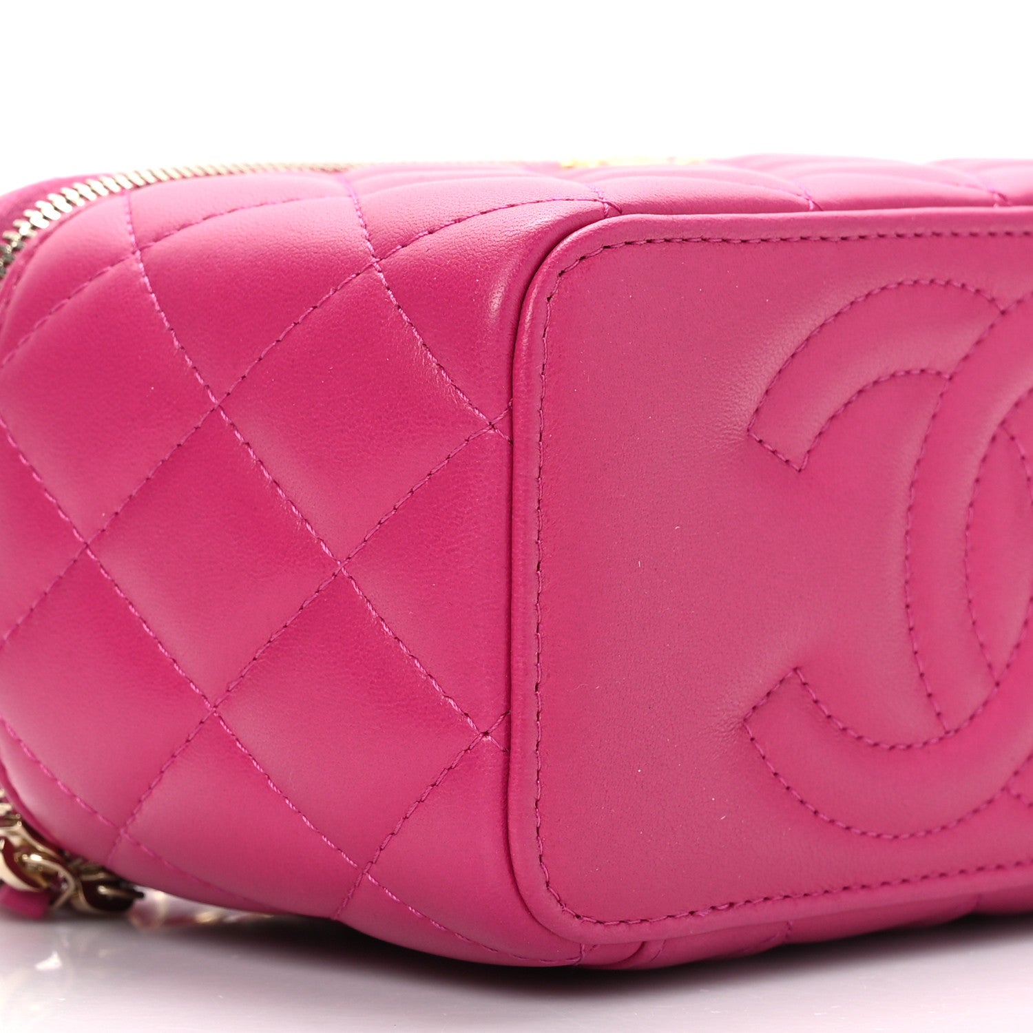 Chanel Lambskin Quilted Small Pearl Crush Vanity Case With Chain Fuchsia 8 of 9