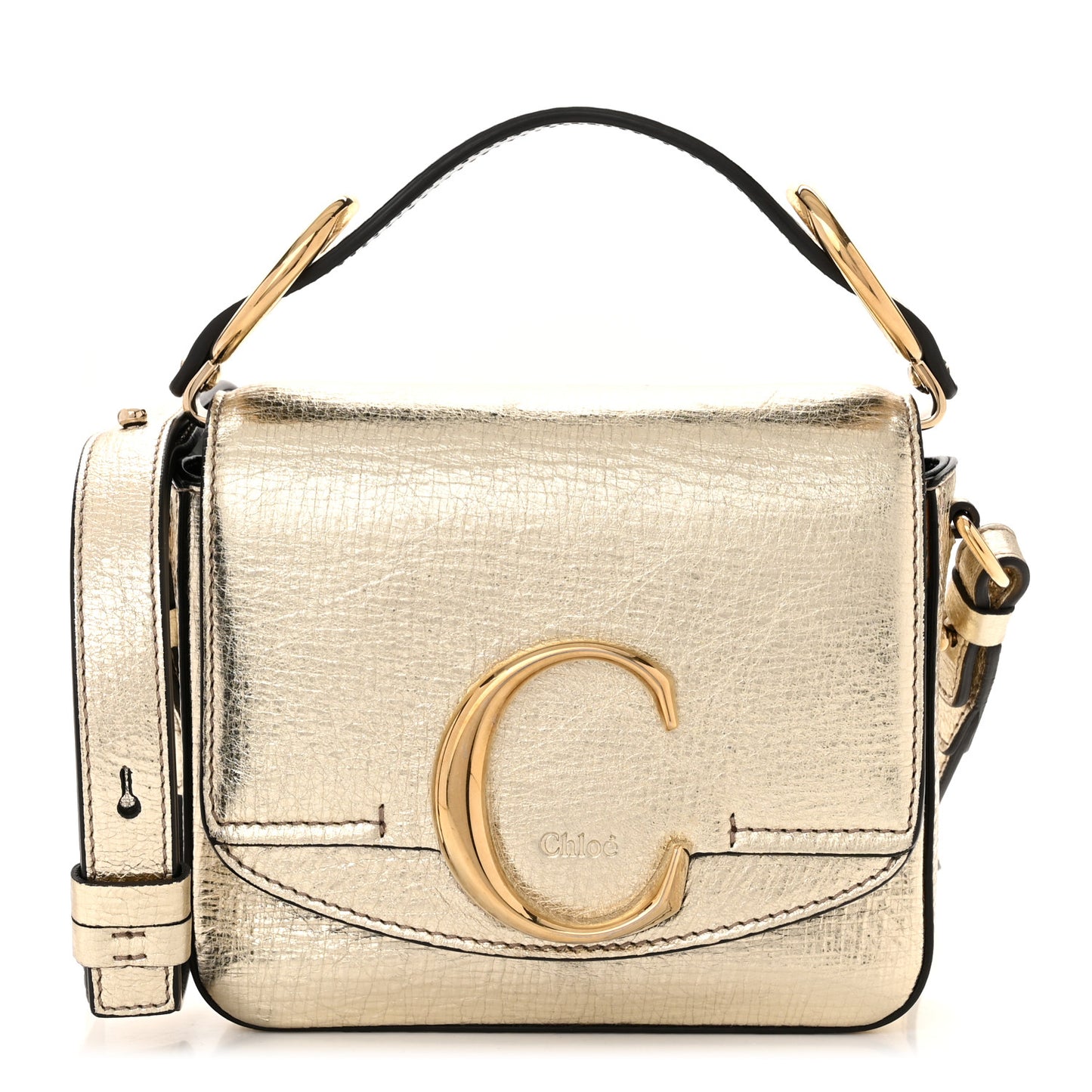 Metallic Calfskin Mini C Double Carry Gold