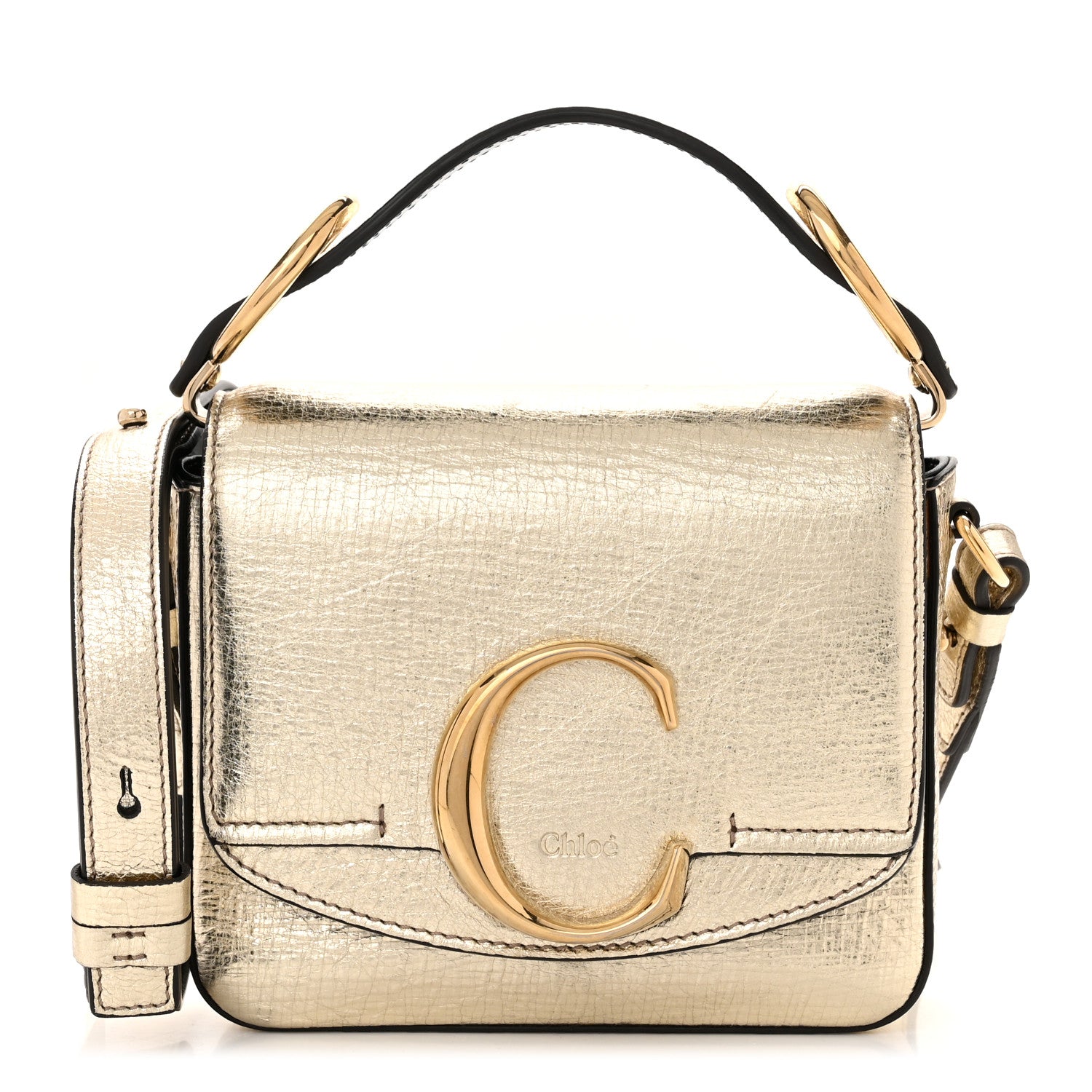 Chloe Metallic Calfskin Mini C Double Carry Gold 1 of 11