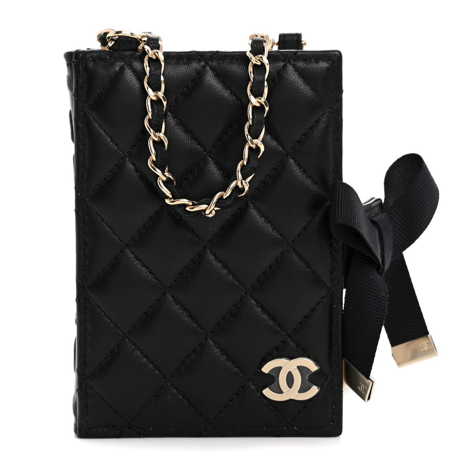 Chanel Lambskin Quilted Book Card Holder on Chain Black 1 of 14