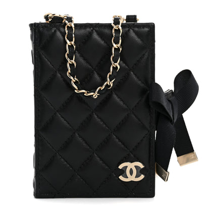 Chanel Lambskin Quilted Book Card Holder on Chain Black 1 of 14