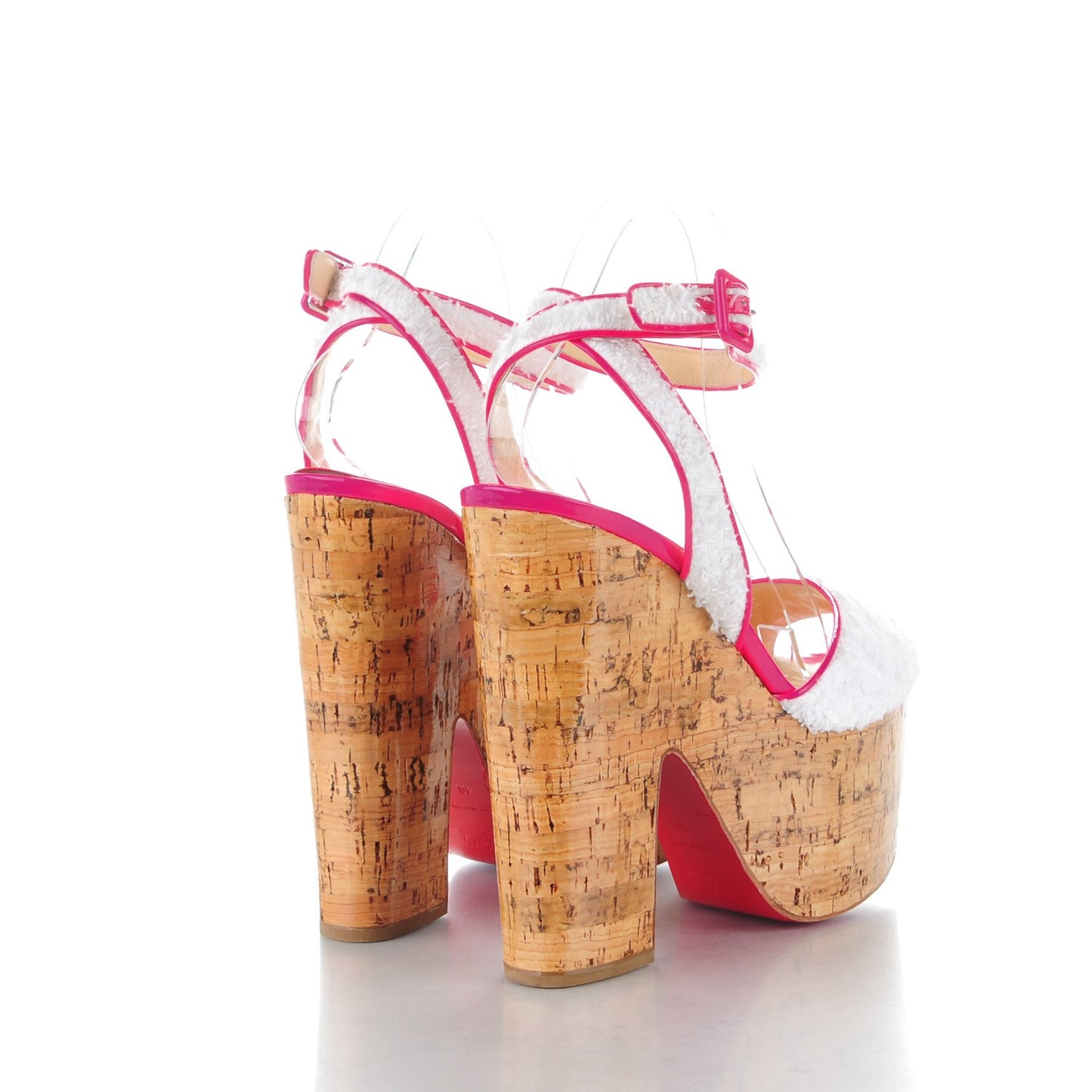 Terry Cloth Patent Super Dombasle 160 Cork Platform Sandals White