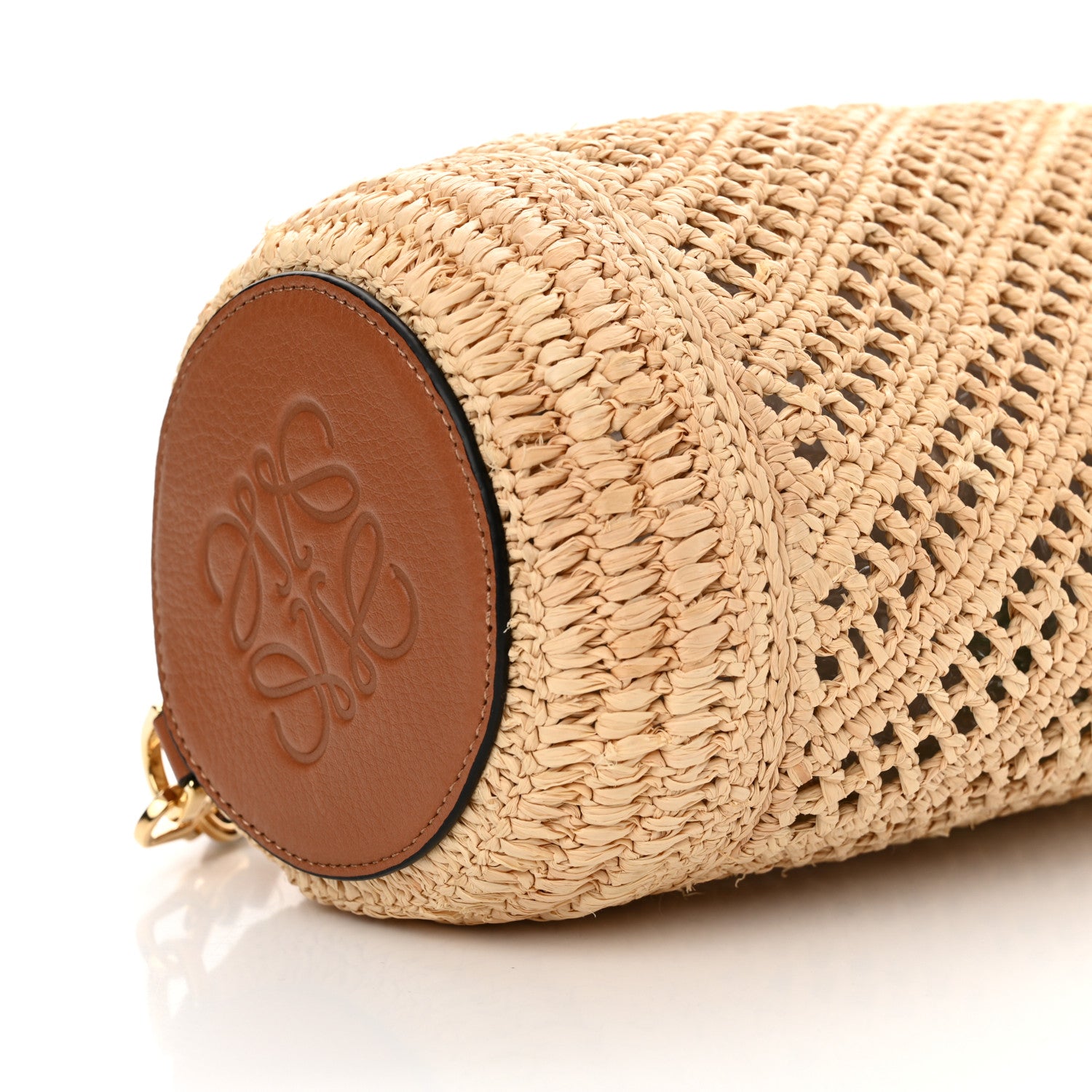 Loewe Raffia Calfskin Paula's Ibiza Bracelet Pouch Natural Tan 9 of 10