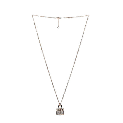 Hermes 18K Rose Gold Diamond Birkin Amulette Pendant Necklace 3 of 7