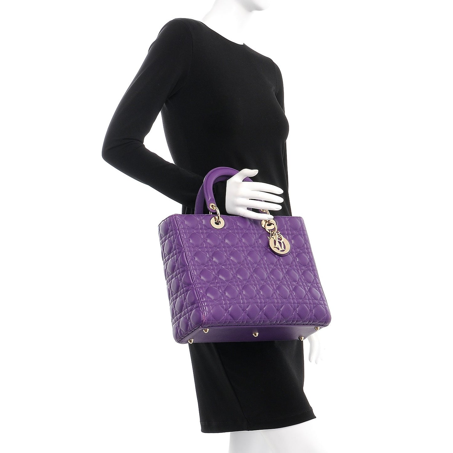 Lambskin Cannage Large Lady Dior Purple