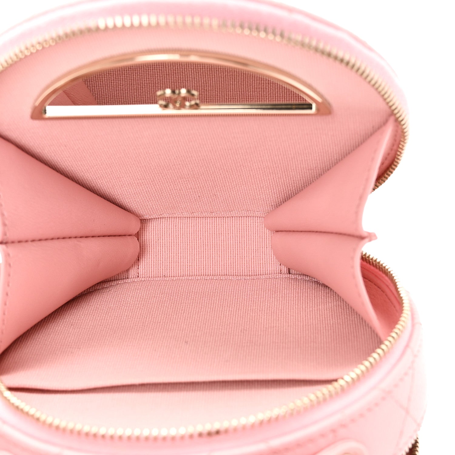 Chanel Caviar Quilted Round Handle With Care Vanity With Chain Pink 6 of 12