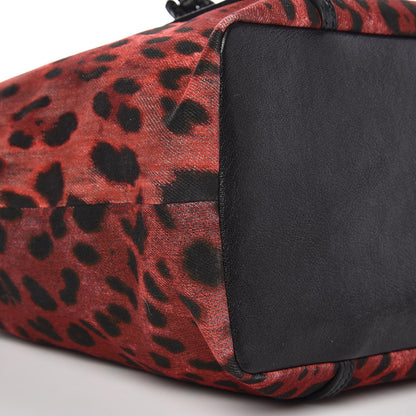 Dolce & Gabbana Denim Leopard Print Shopping Tote Red 7 of 8