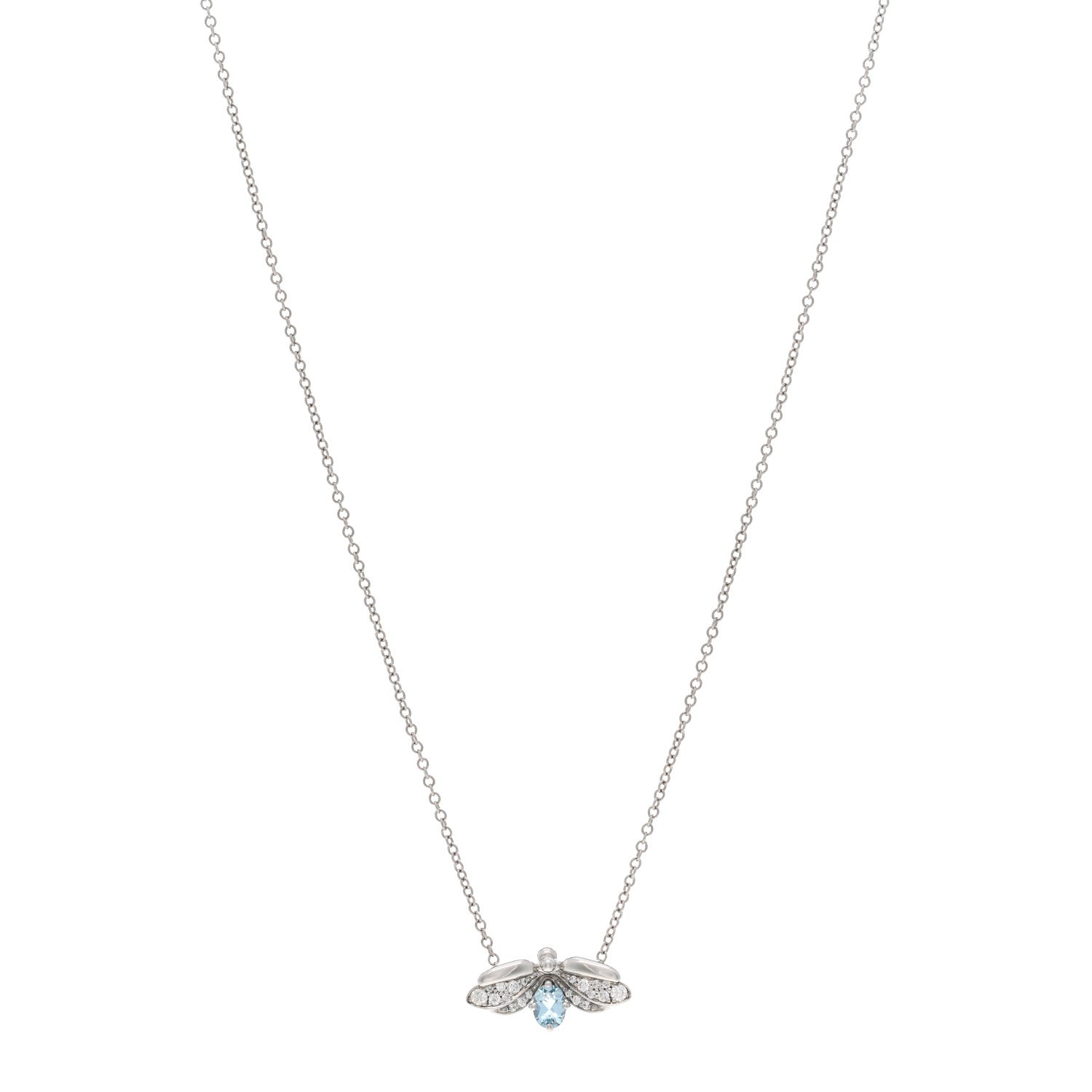 Tiffany Platinum Diamond Aquamarine Paper Flowers Firefly Pendant Necklace 1 of 5