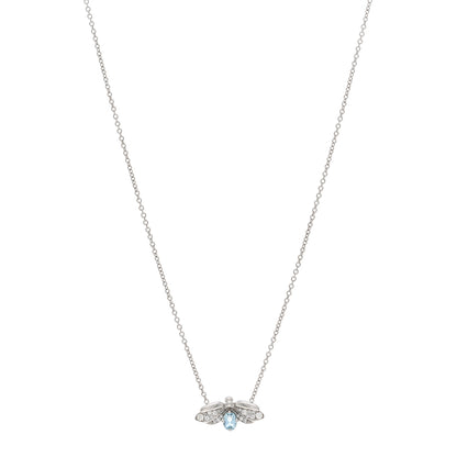 Tiffany Platinum Diamond Aquamarine Paper Flowers Firefly Pendant Necklace 1 of 5