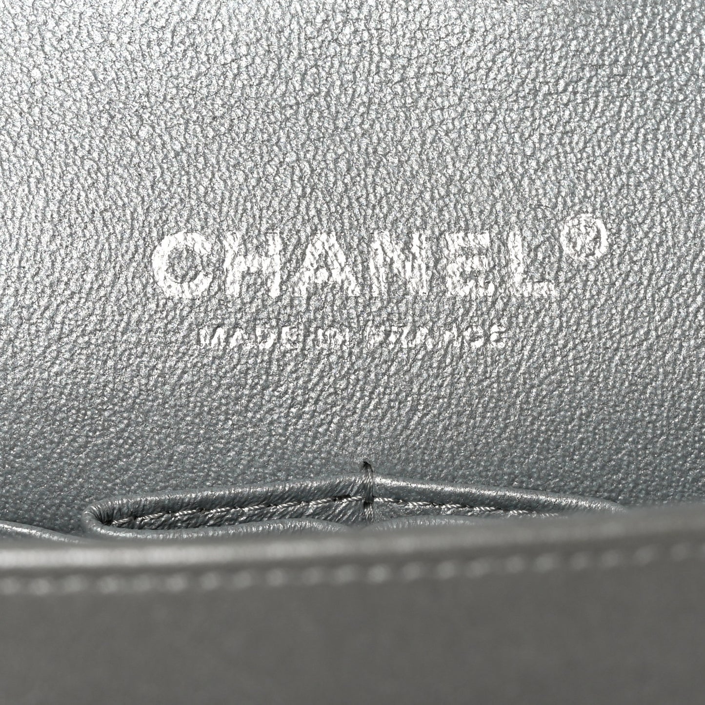 Metallic Lambskin Quilted Medium Double Flap Silver