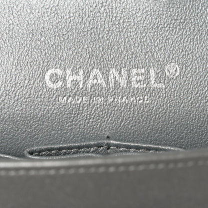 Chanel Metallic Lambskin Quilted Medium Double Flap Silver 6 of 10