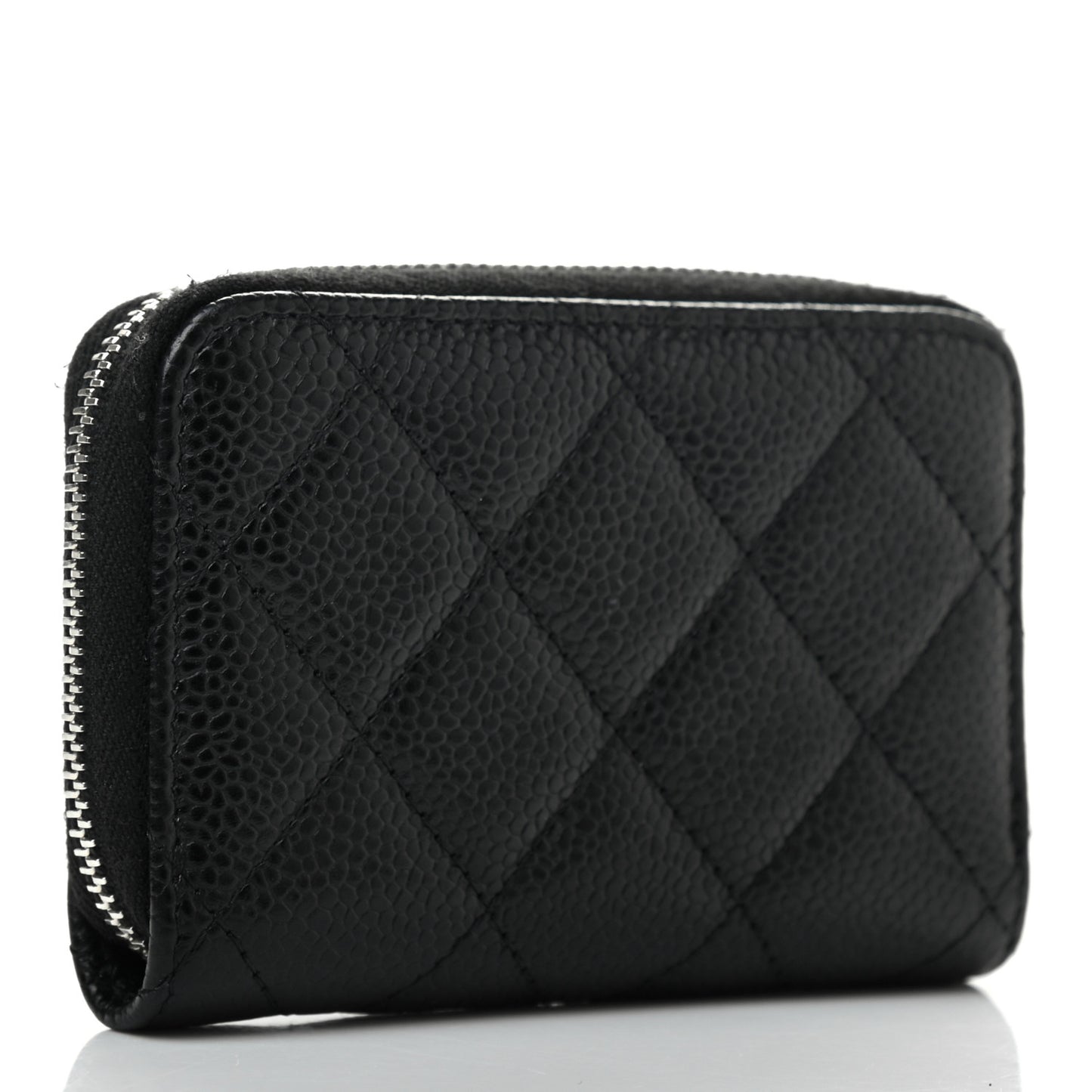 Caviar Quilted Zip Coin Purse Black