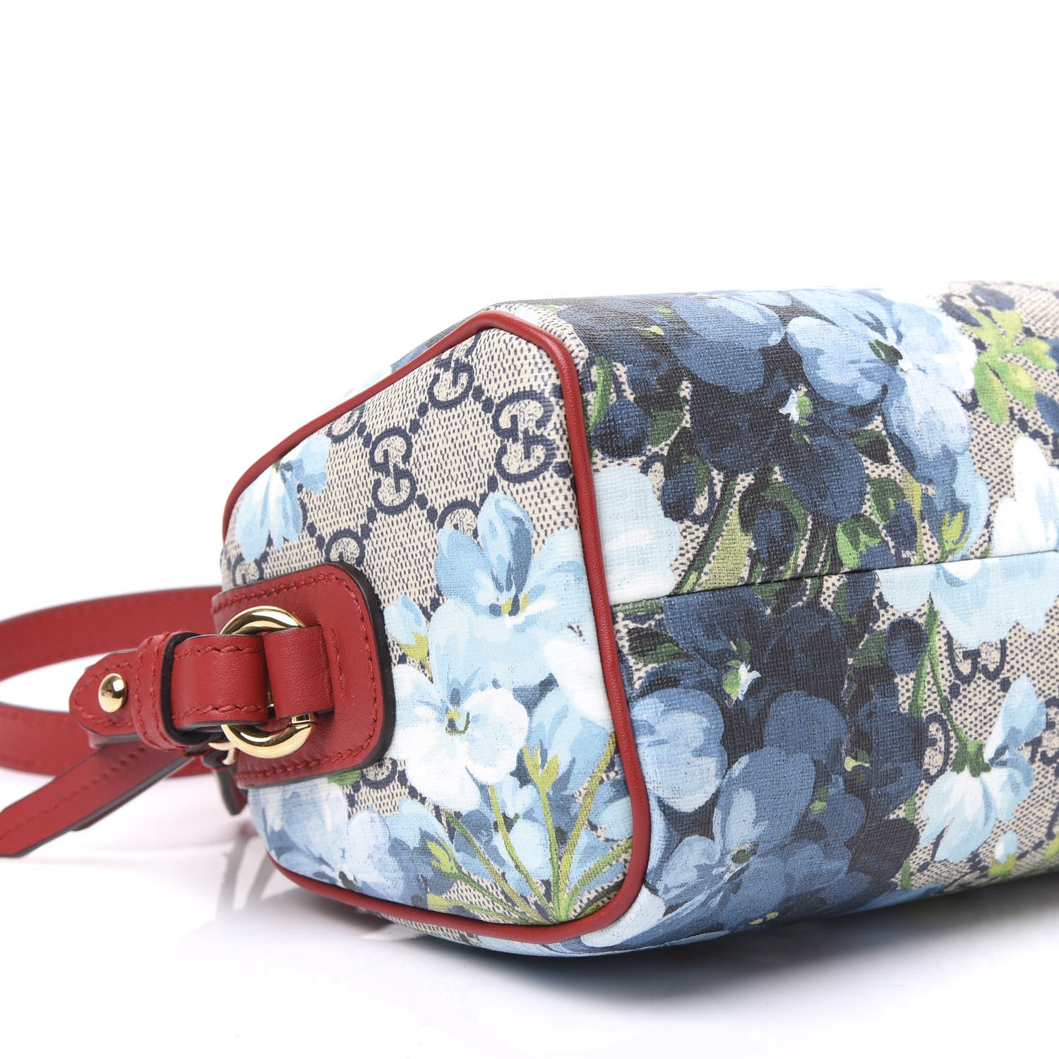 Gucci GG Supreme Monogram Blooms Mini Boston Navy Blue Hibiscus 5 of 12