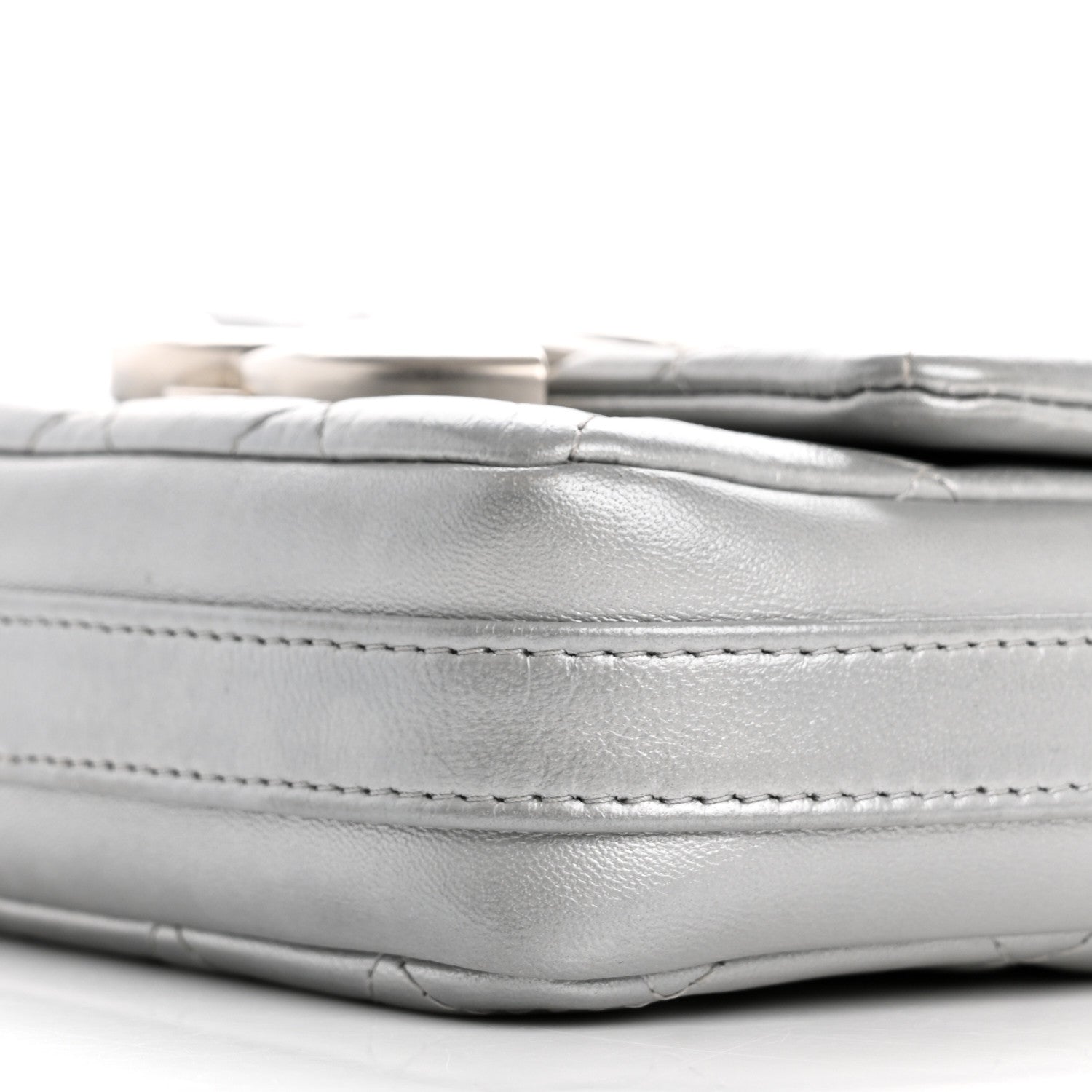 Chanel Metallic Lambskin Quilted Mini Giant CC Flap Argent 11 of 13