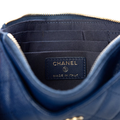 Chanel Iridescent Caviar Quilted Classic Zip Pouch Navy 7 of 9