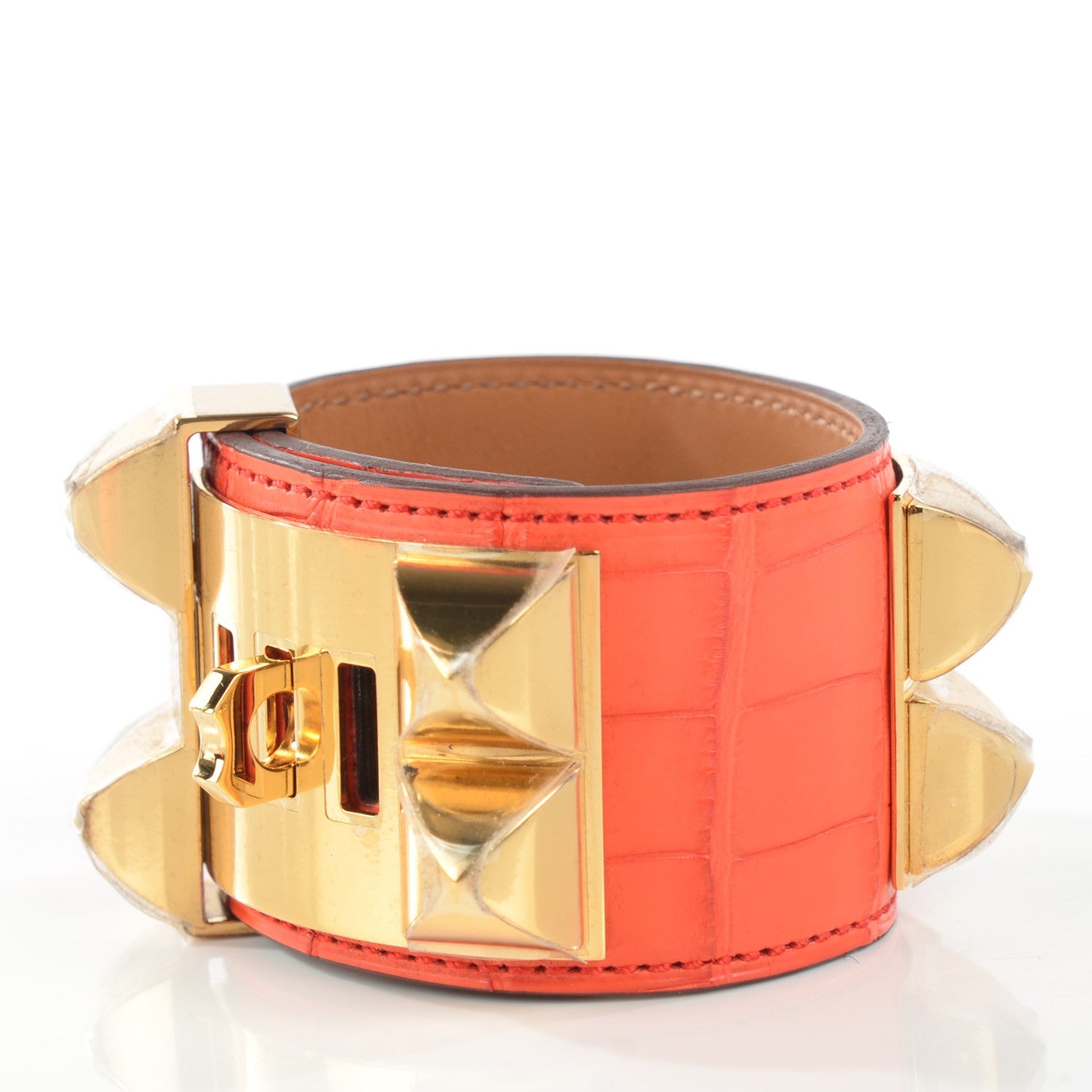 Hermes Matte Alligator Collier De Chien CDC Bracelet S Orange 3 of 6