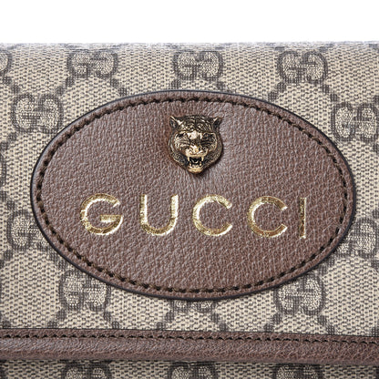 Gucci GG Supreme Monogram Web Small Neo Vintage Double Flap Messenger Bag Beige New Acero 9 of 11